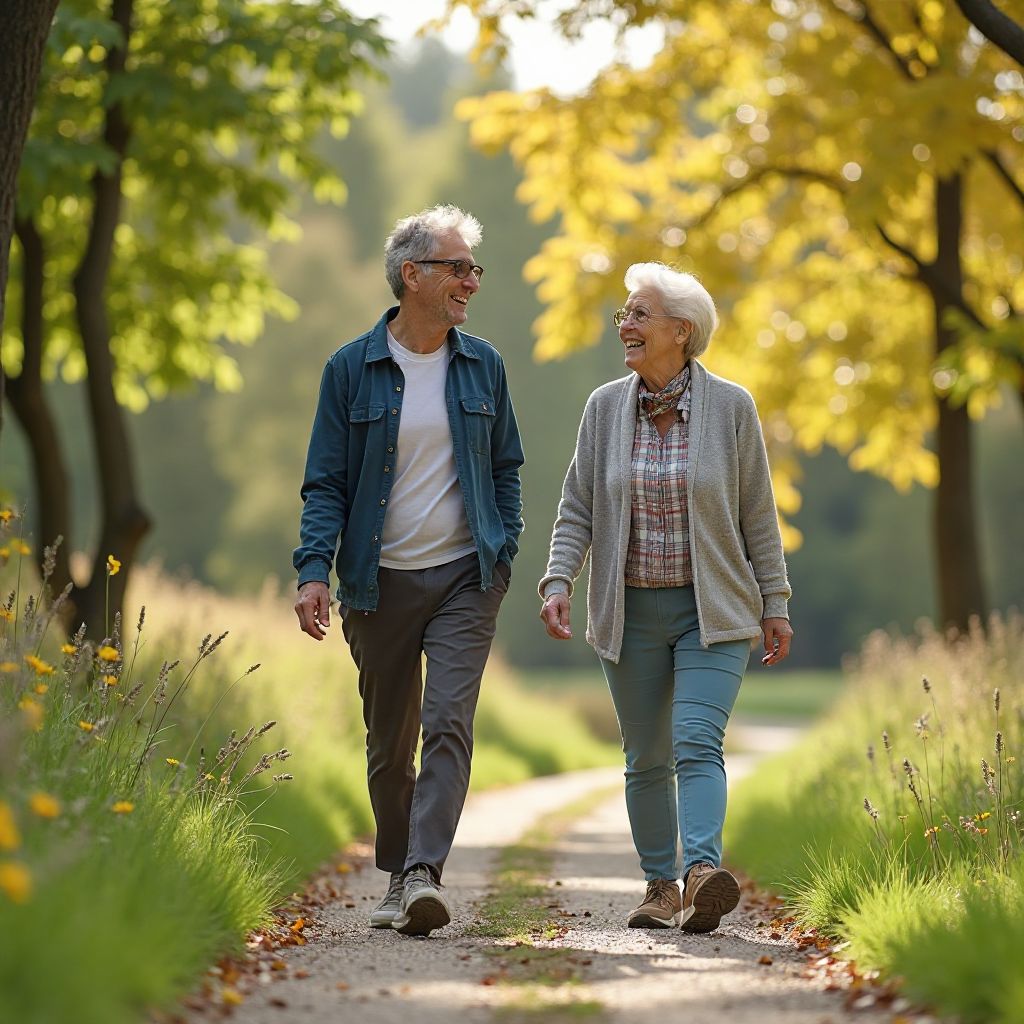Senior citizens wellness hiking