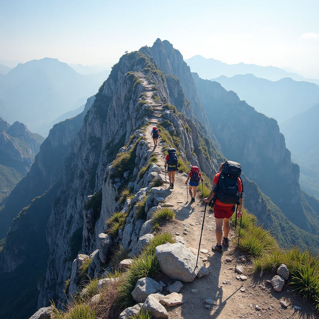 Mountain peak hiking challenge